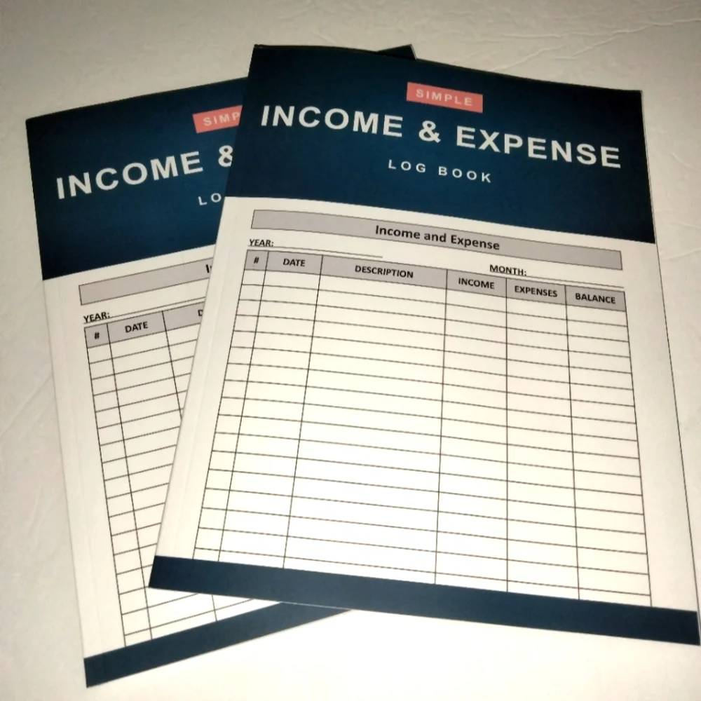 Simple Income & Expense Log Book - Blue (Lot of 2) NEW